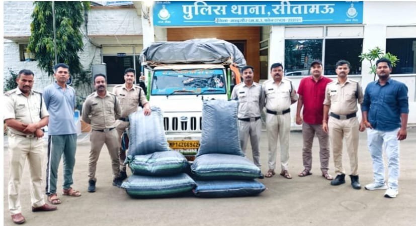 सीतामऊ पुलिस की बड़ी कार्रवाई: 529 किलो अवैध डोडाचूरा और बोलेरो पिकअप जब्त